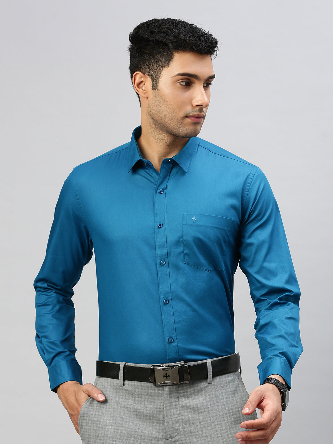 Men 100% Cotton Shirt Blue T47 TW6