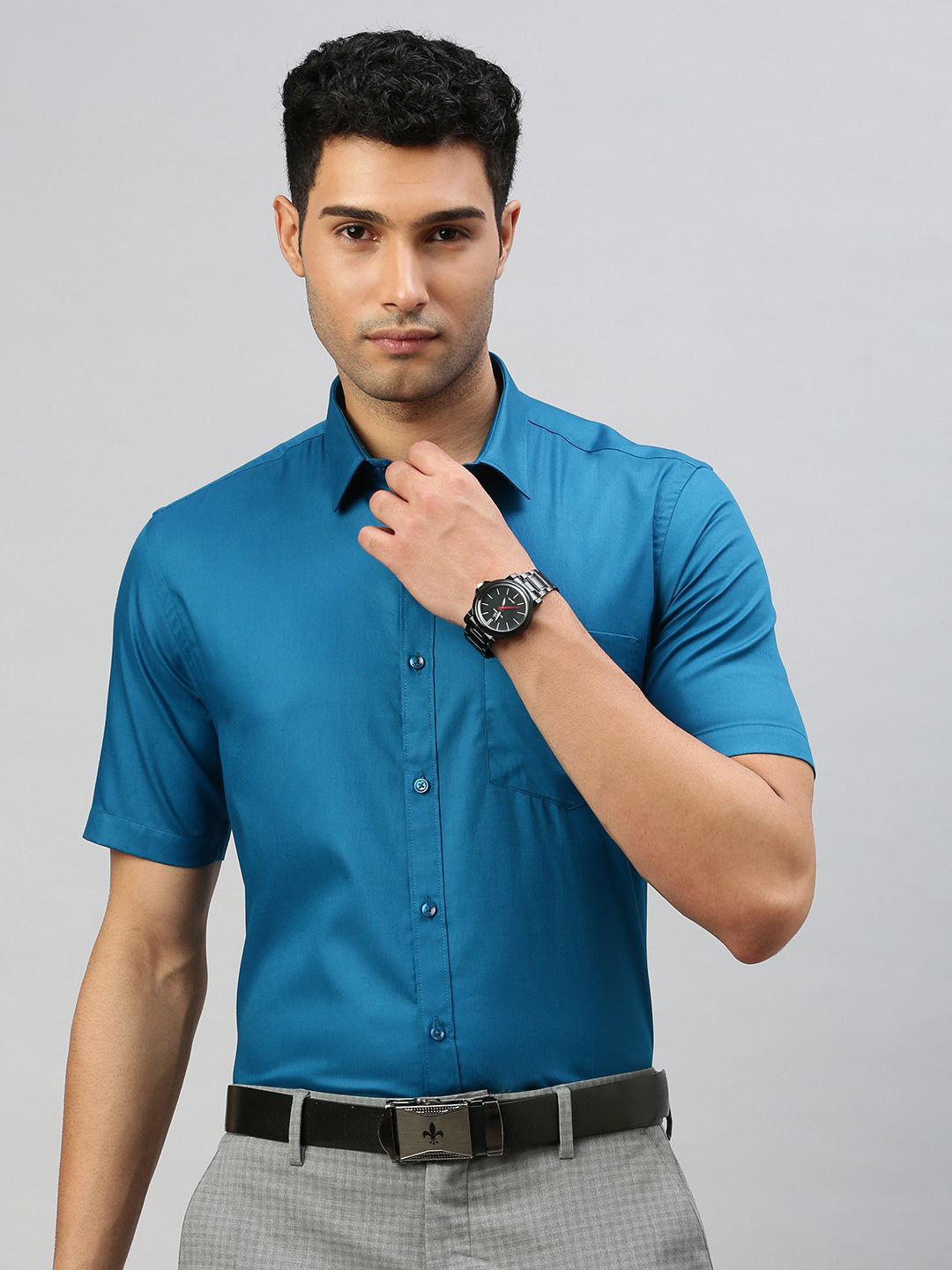 Men 100% Cotton Shirt Blue T47 TW6