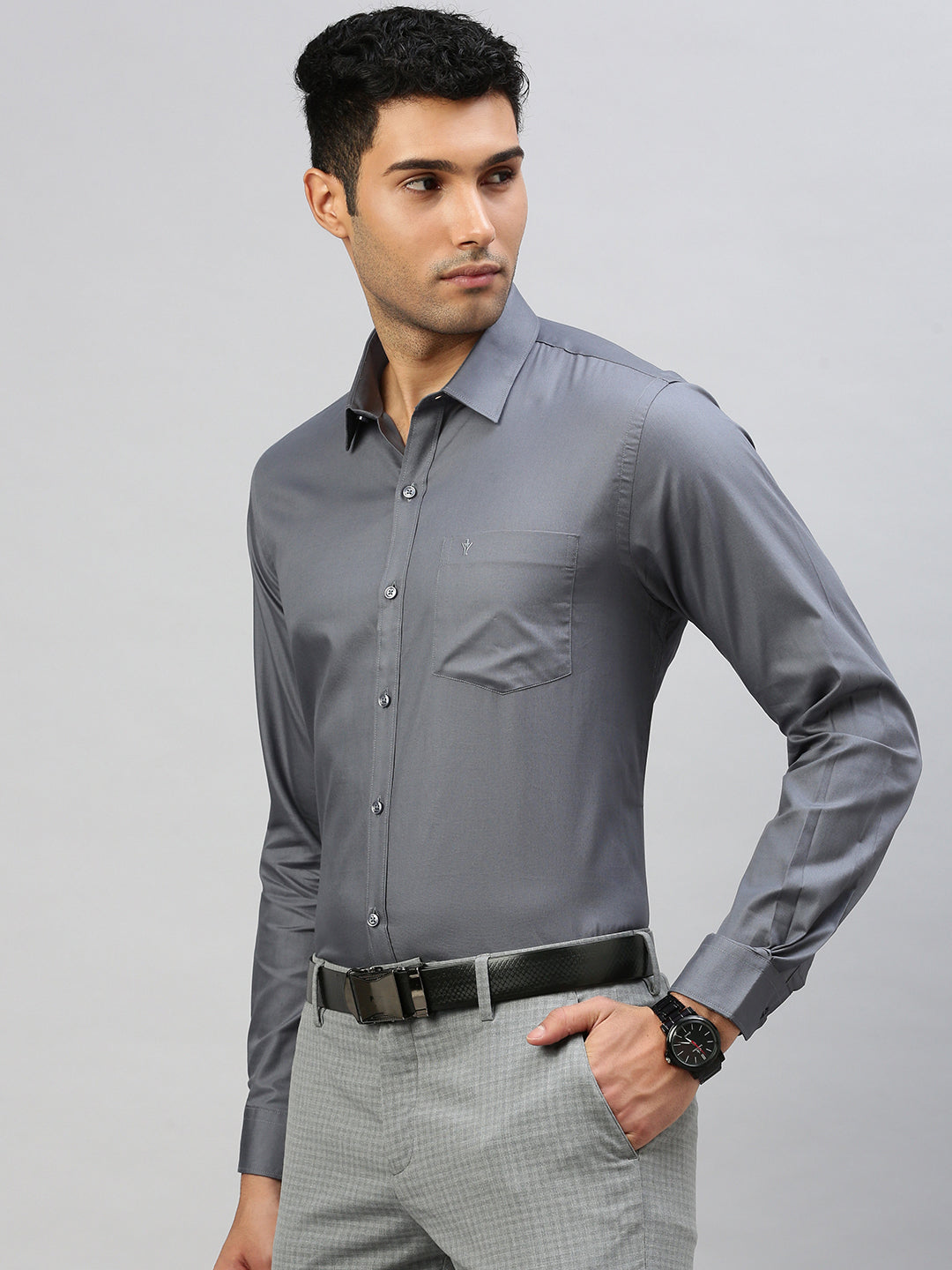 Men 100% Cotton Shirt Grey TW5
