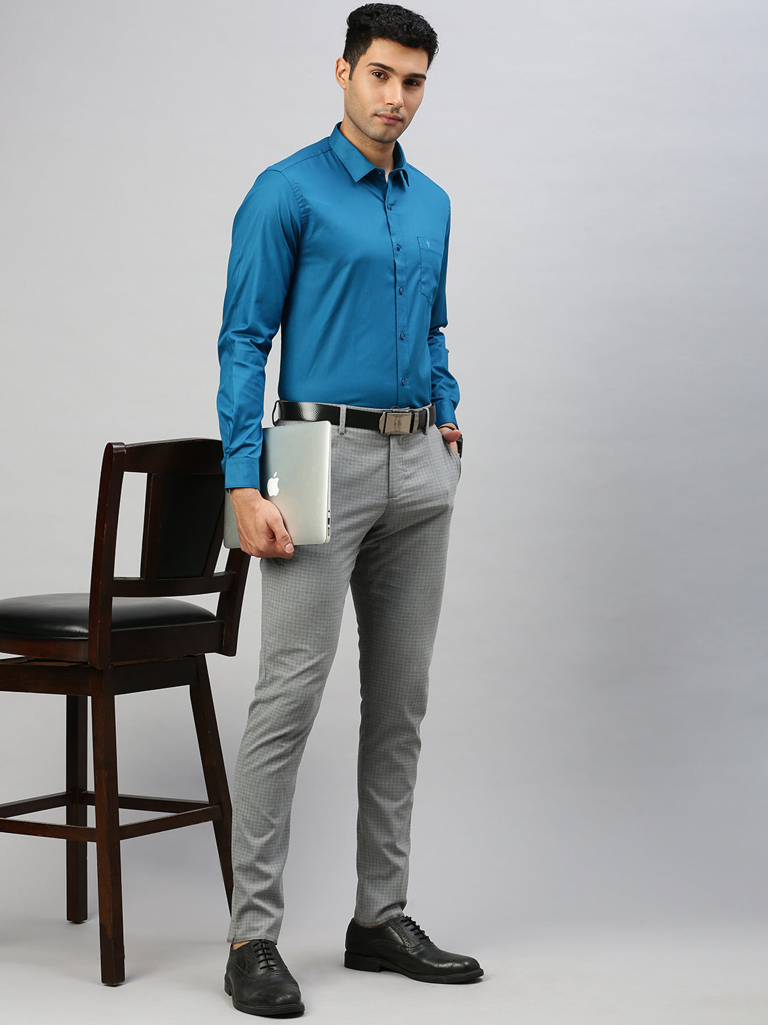 Men 100% Cotton Shirt Blue T47 TW6