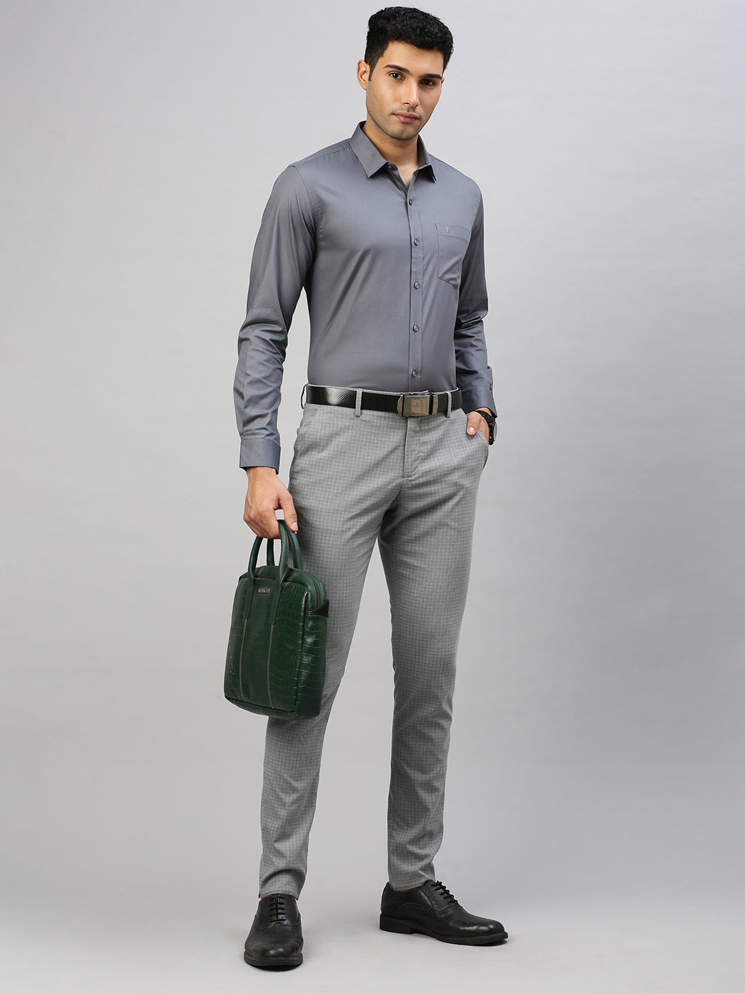 Men 100% Cotton Shirt Grey TW5