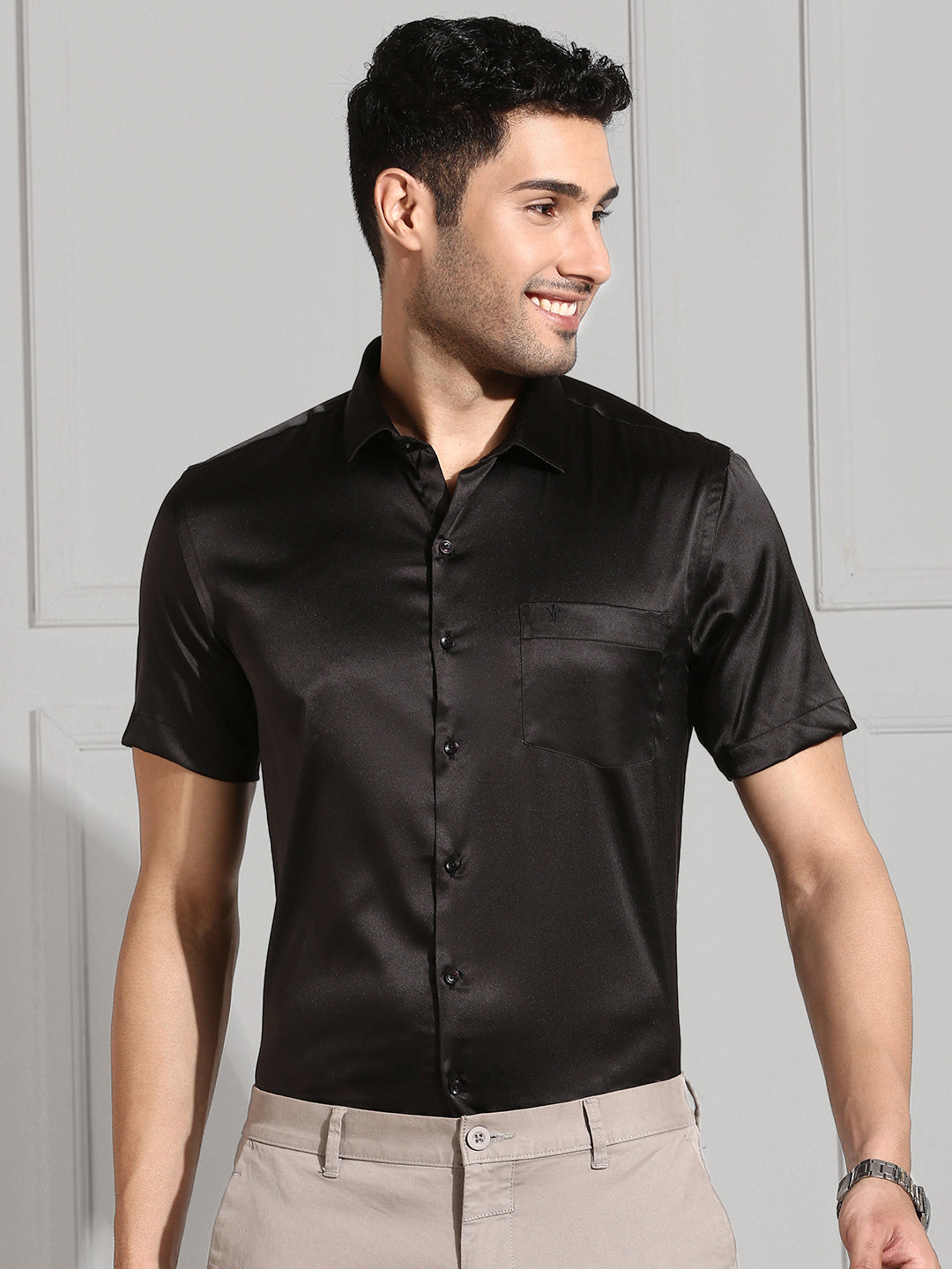 Men Party Wear Black Shirt PS5