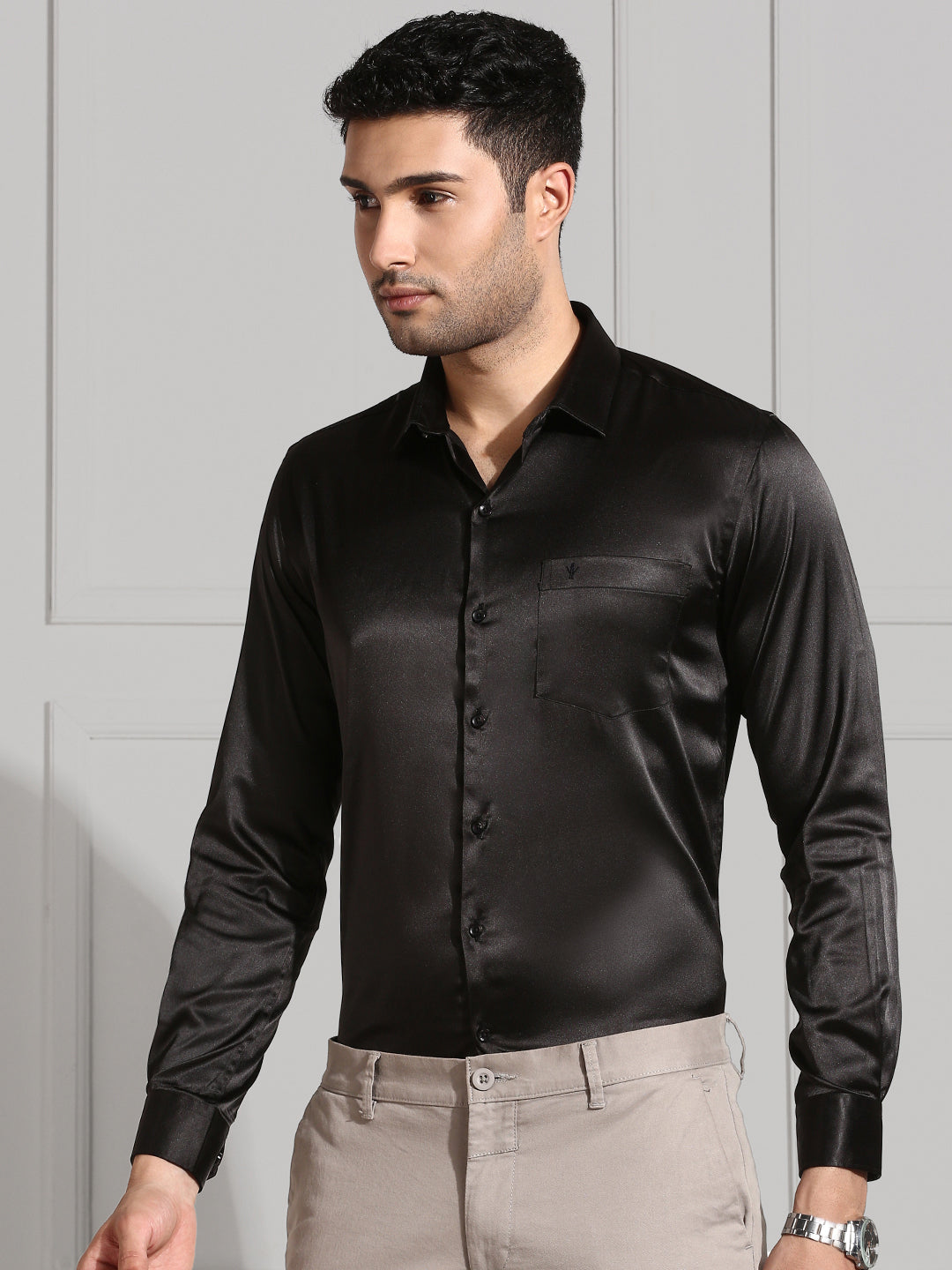 Men Party Wear Black Shirt PS5